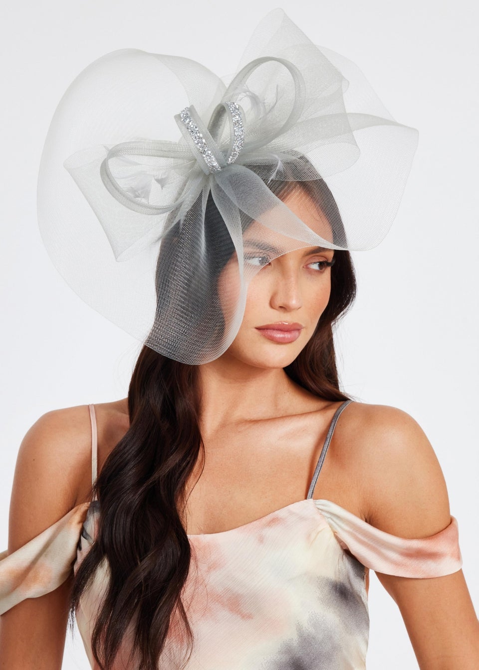 Quiz Grey Diamante Bow Headband Fascinator