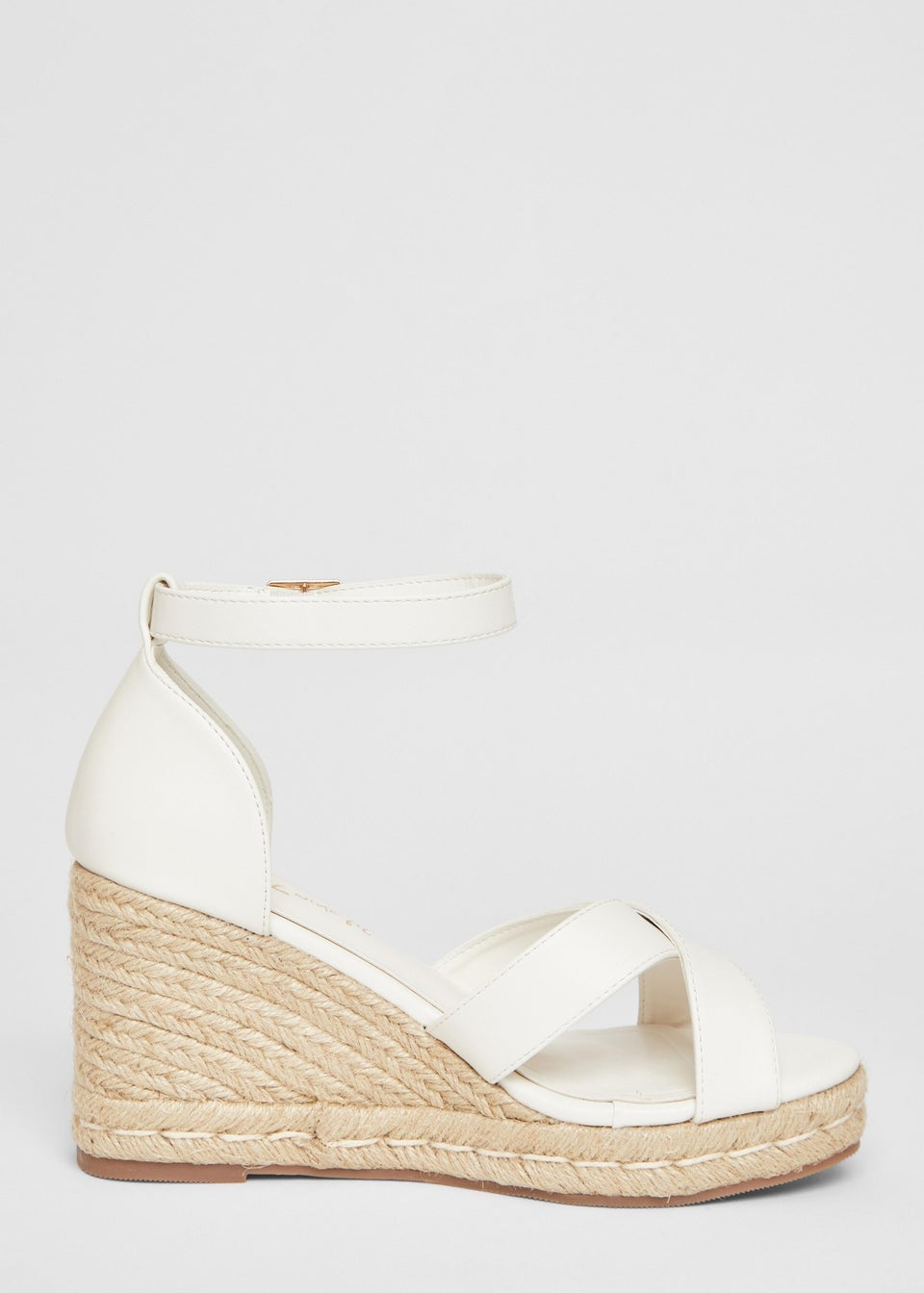 Quiz White Wide Fit Faux Leather Wedges