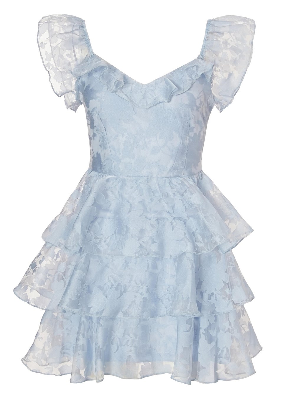 Quiz Blue Chiffon Floral Skater Dress