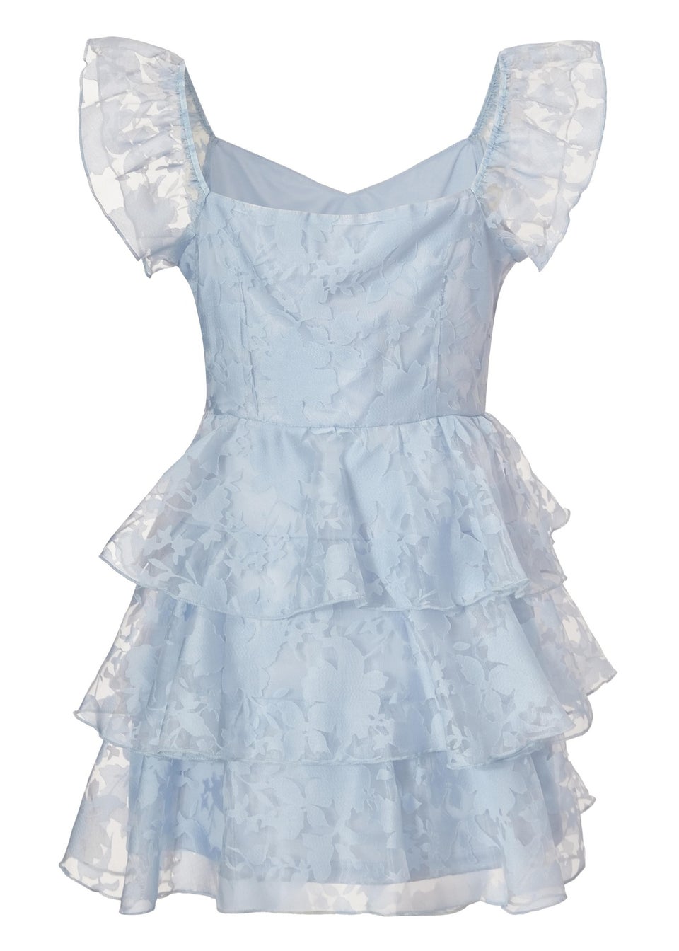 Quiz Blue Chiffon Floral Skater Dress