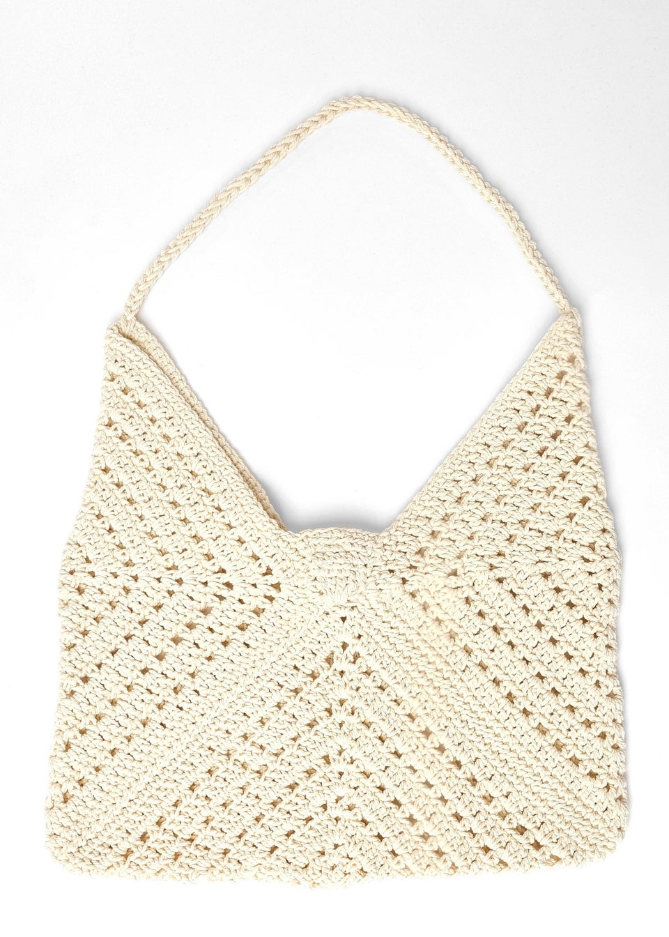 Quiz Cream Crochet Shoulder Bag