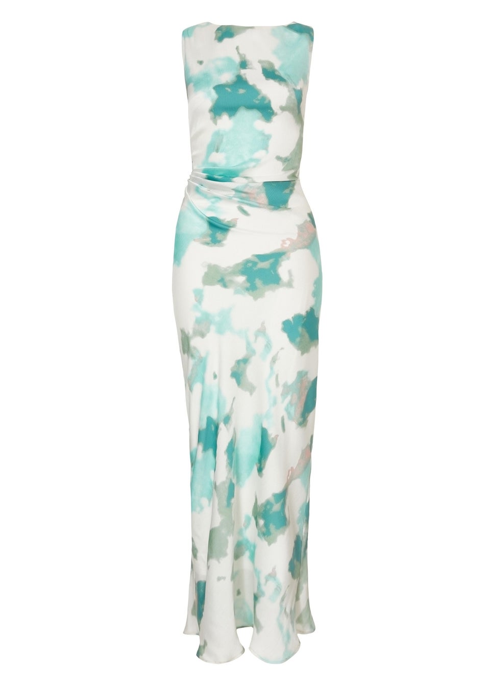 Quiz Green Satin Marble Midaxi Dress