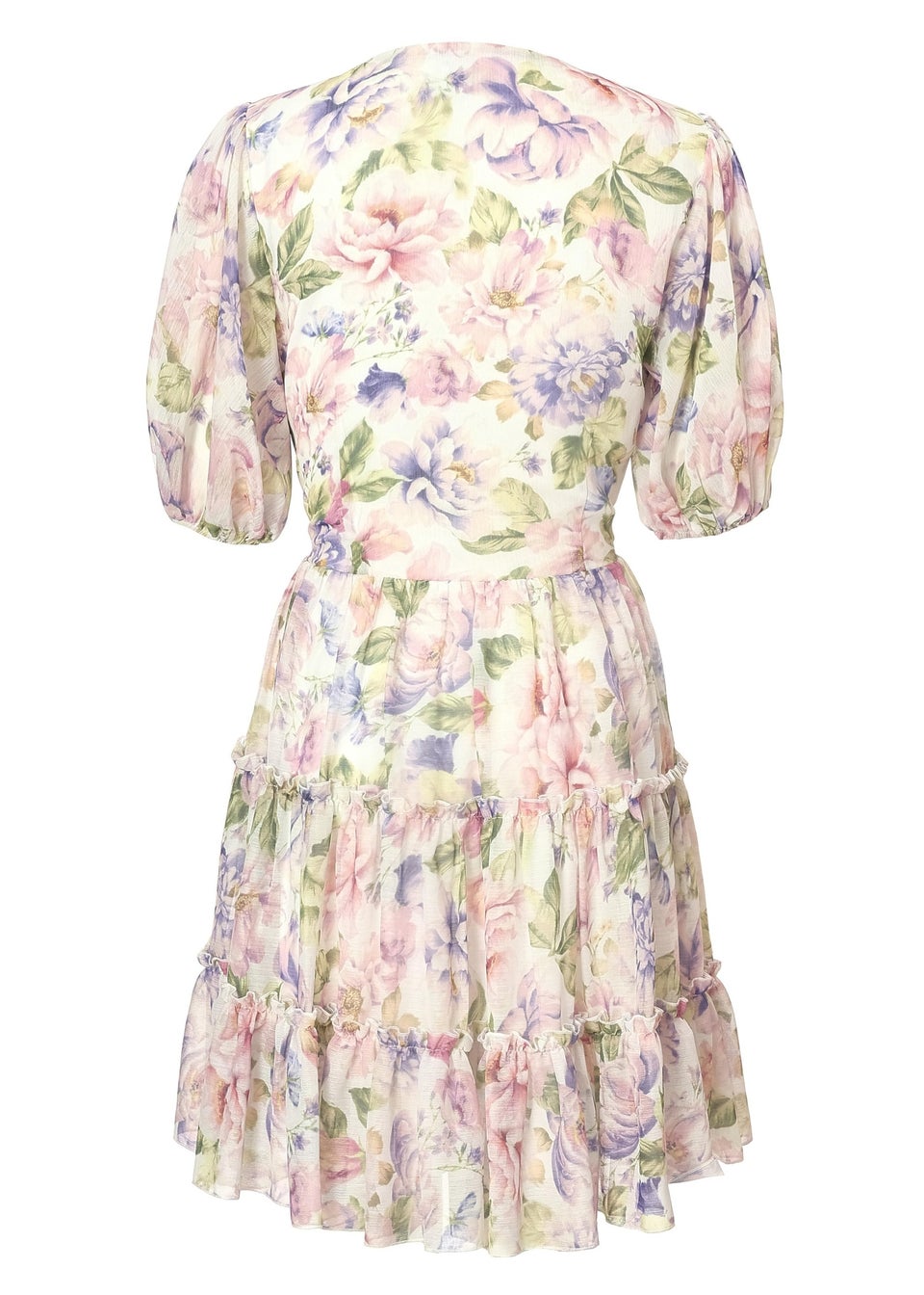 Quiz Multi Floral Chiffon Frill Mini Dress