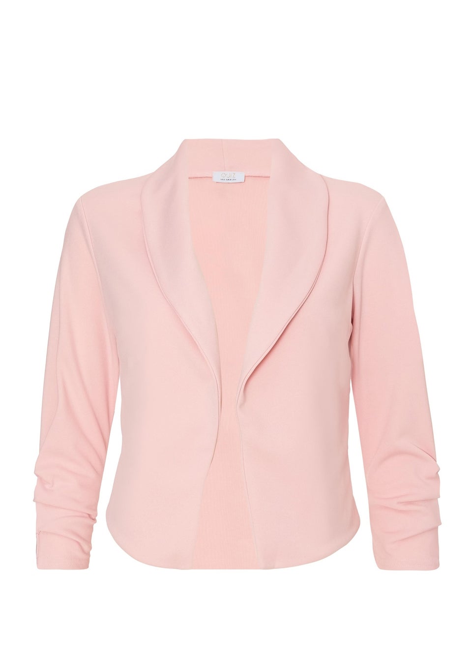 Quiz Pink Shawl Collar Crop Jacket