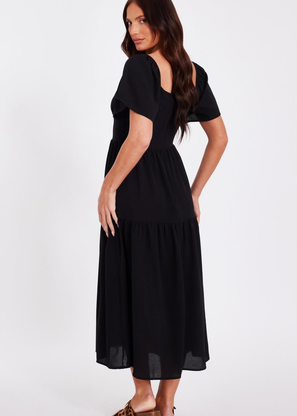 Quiz Black Short Sleeve Midaxi Dress