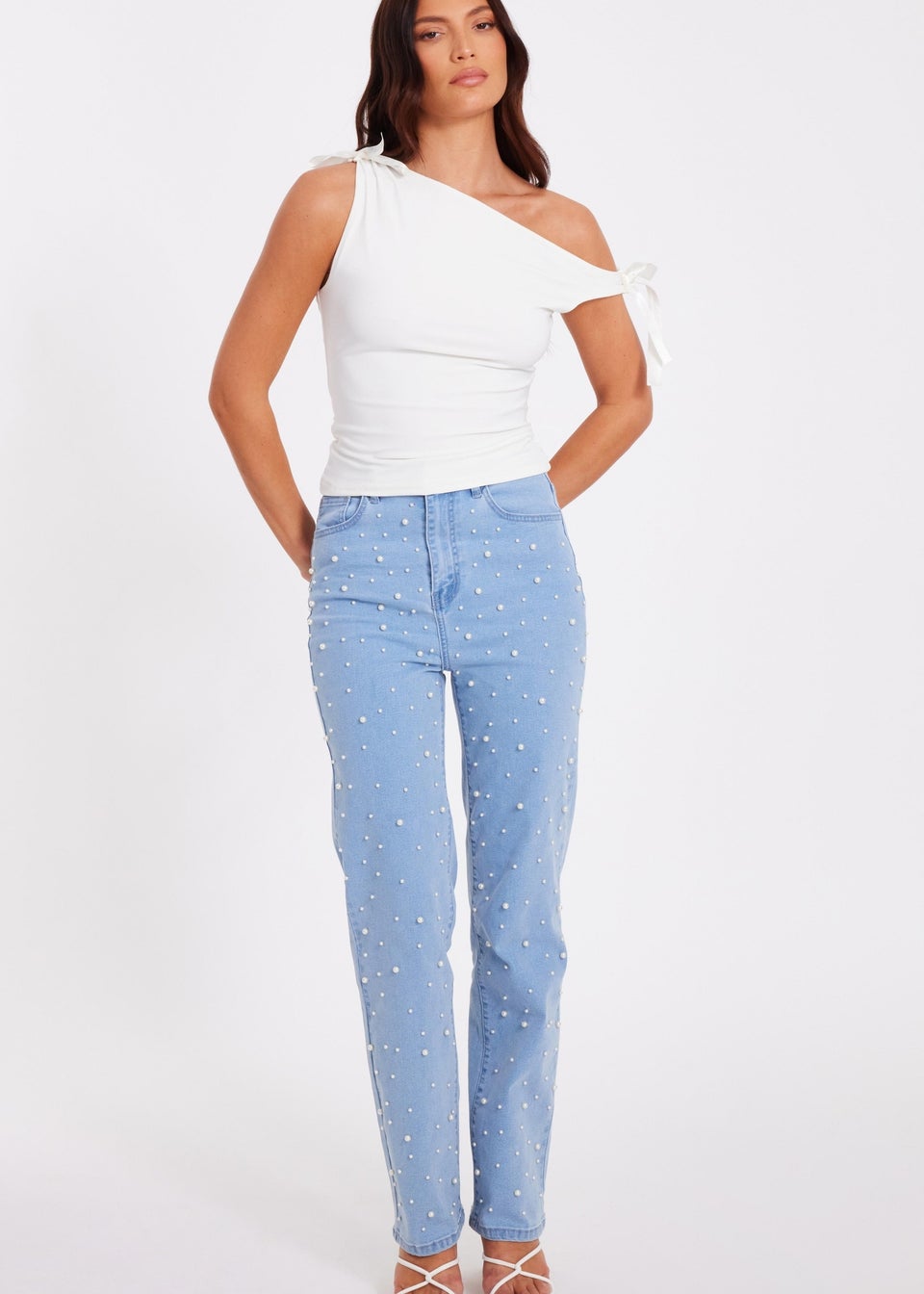 Quiz Blue Denim Embellished Jeans
