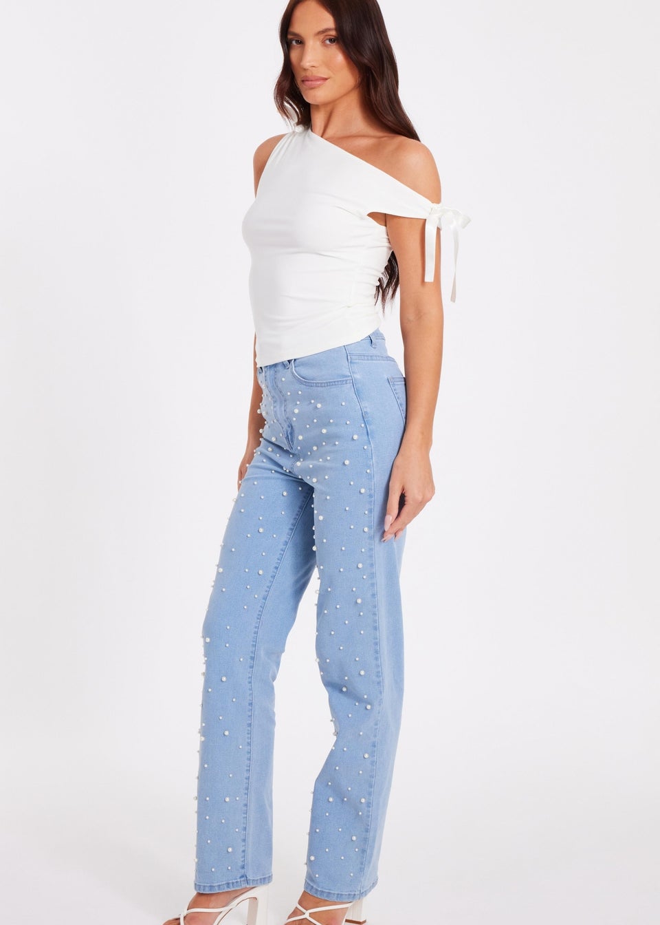 Quiz Blue Denim Embellished Jeans