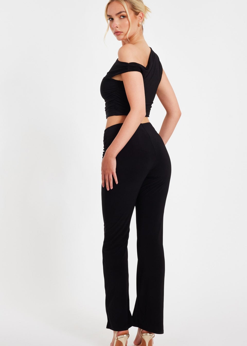Quiz Black Buckle Detail Trousers