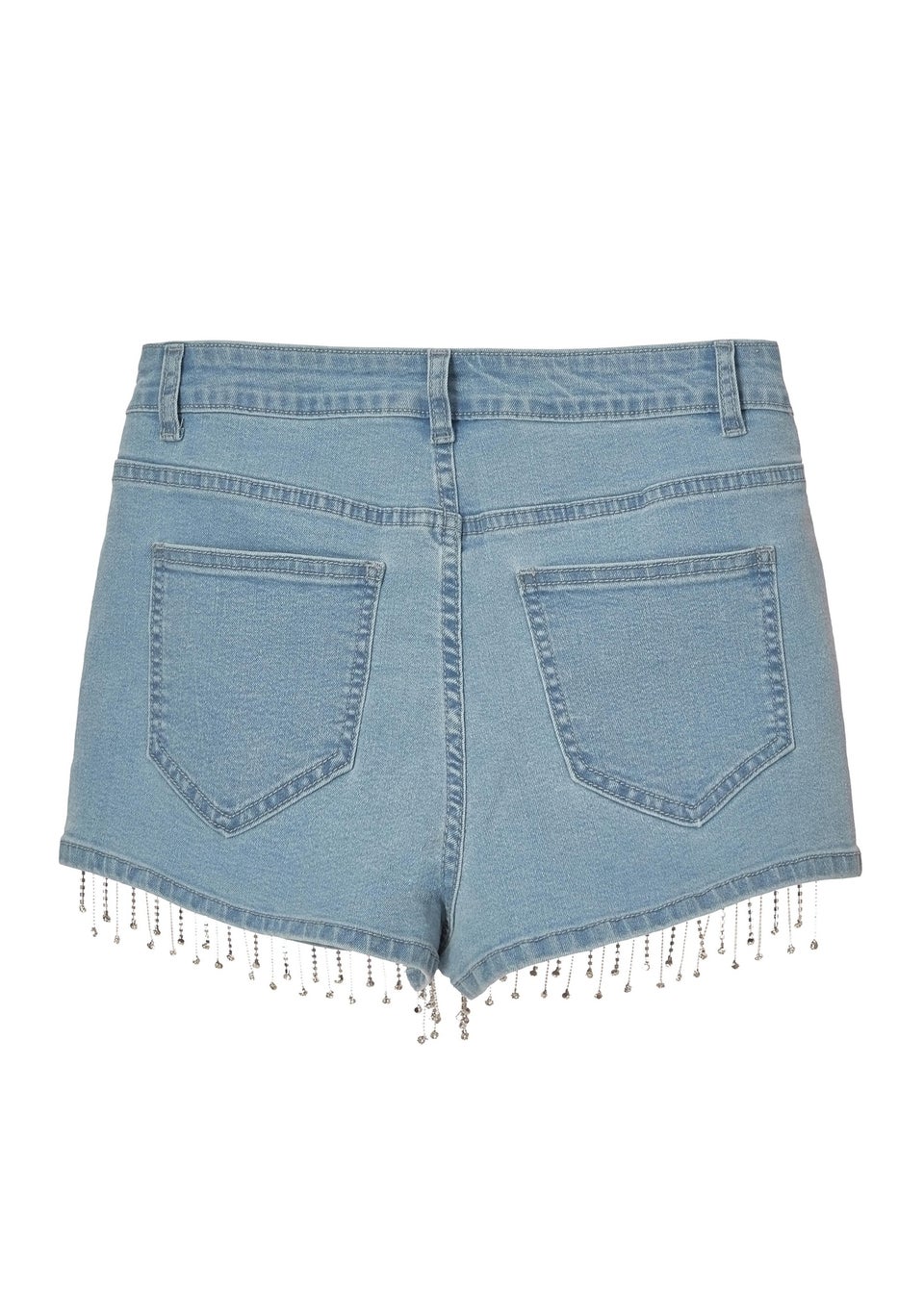 Quiz Blue Denim Embellished Shorts