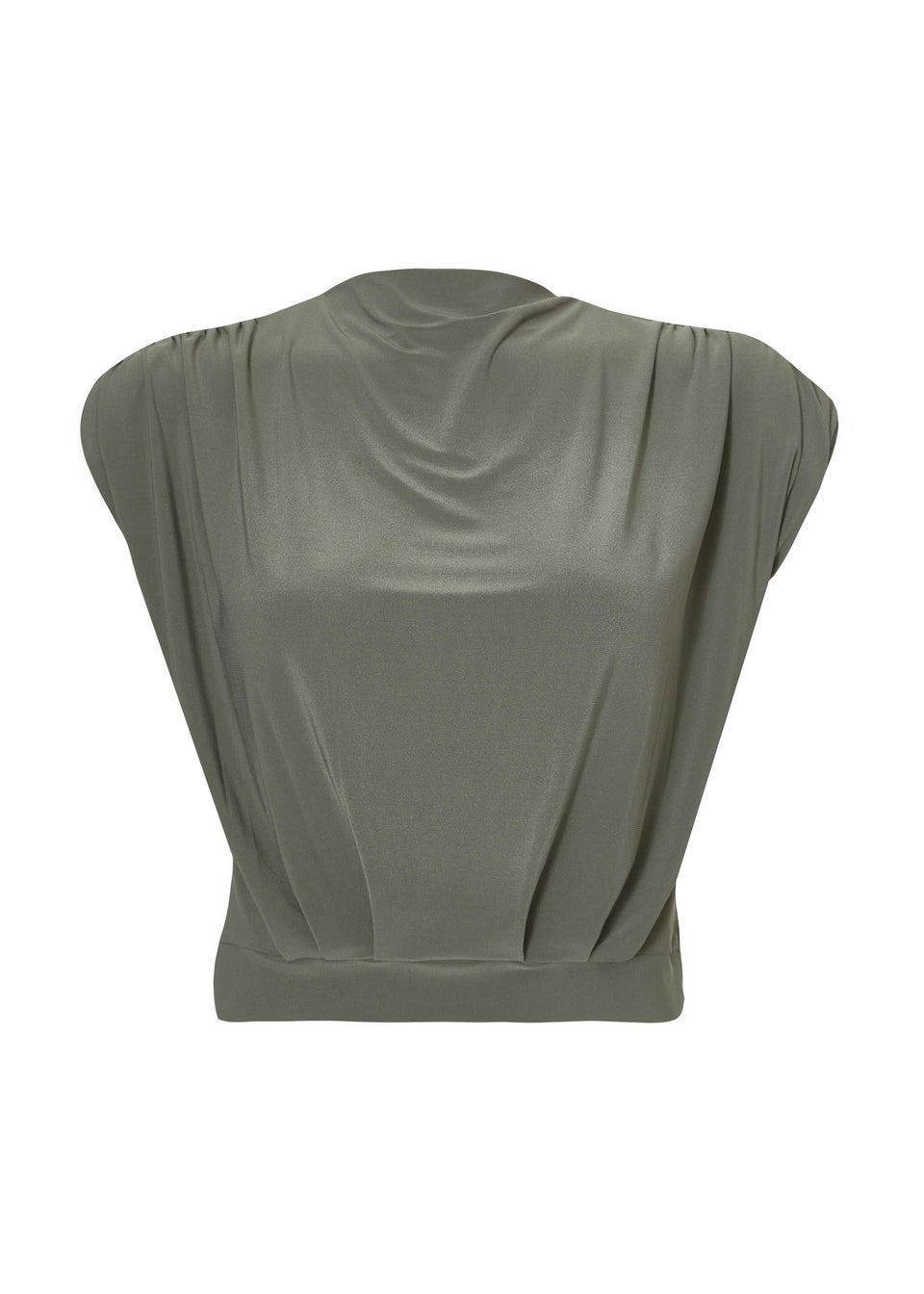 Quiz Khaki High Neck Crop Top