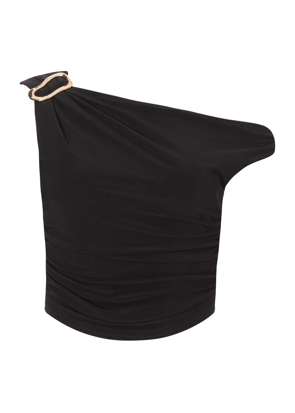 Quiz Black Buckle Drop Shoulder Top