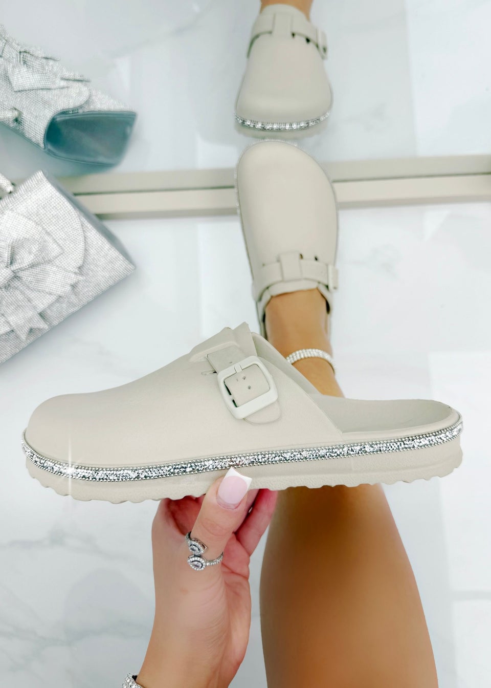 Love Lemonade Mocha Crystal Trim Luxe Lightweight Clogs