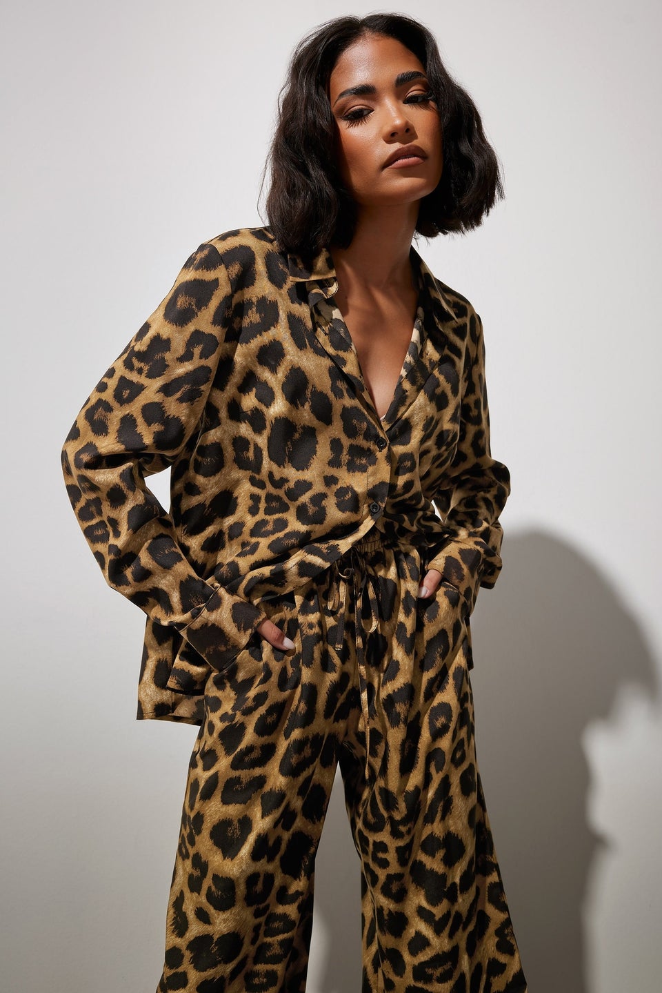 Pixiegirl Brown Leopard Print Long Sleeve Shirt