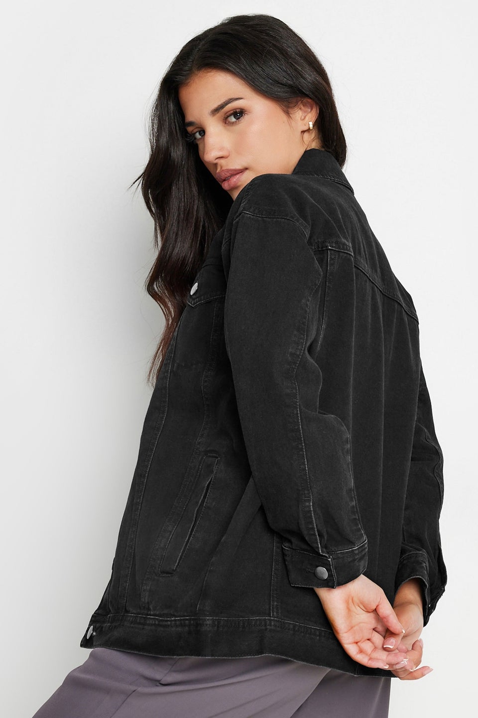 Pixiegirl Black Washed Oversized Denim Jacket