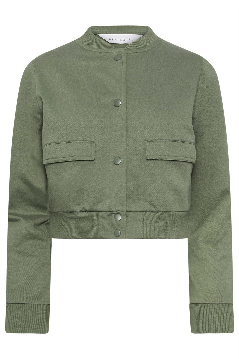 Pixiegirl Khaki Green Jersey Bomber Jacket
