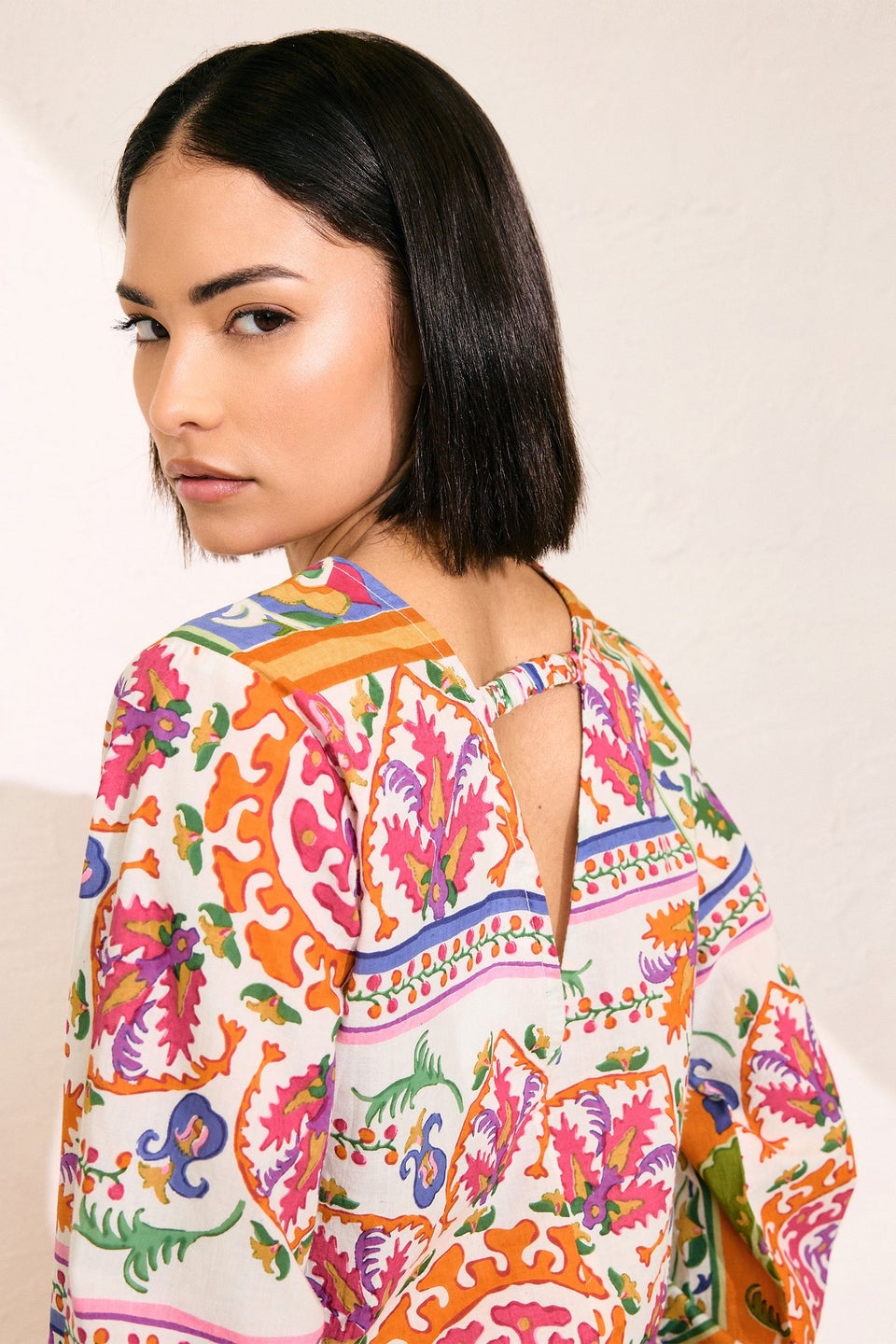Pixiegirl Multi Coloured Abstract Tile Print Tie Top