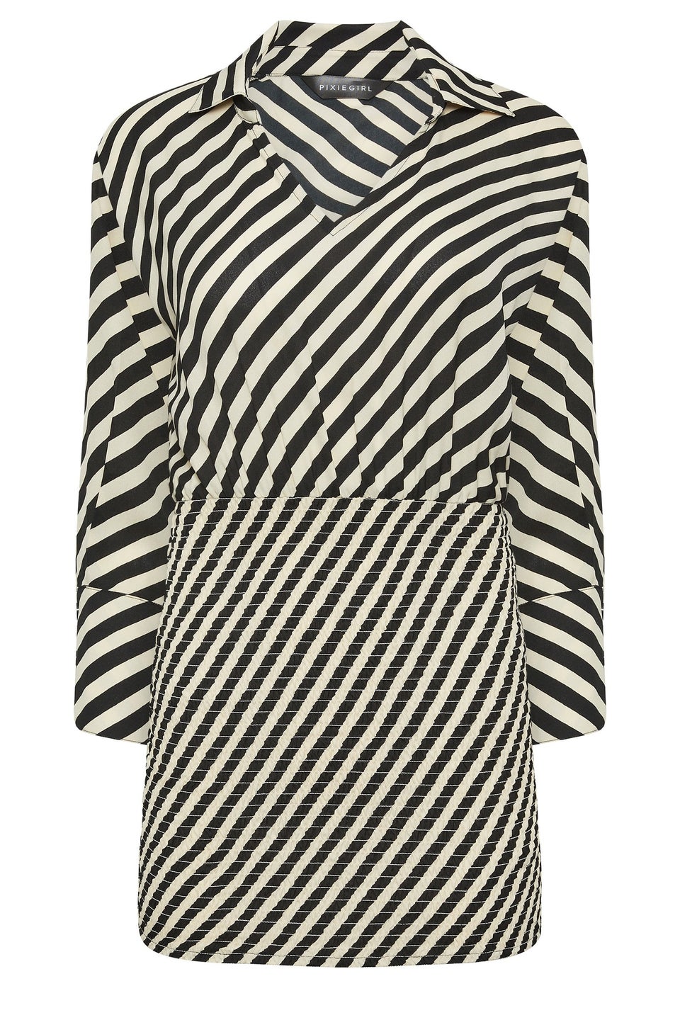 PixieGirl Petite Beige Brown Stripe Mini Dress