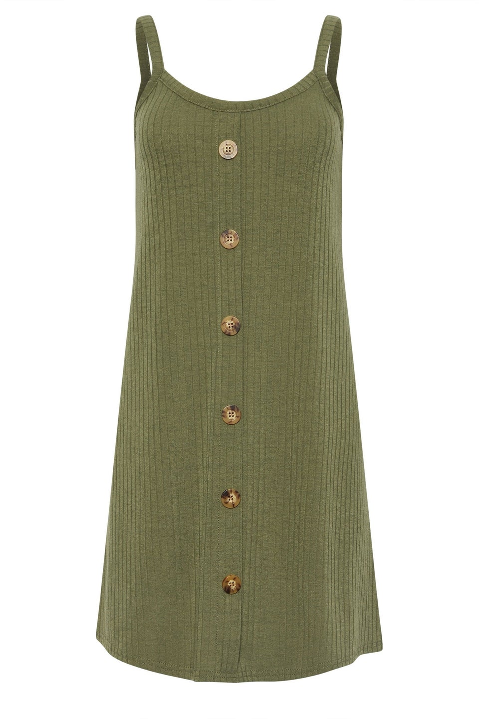 Pixiegirl Khaki Green Button Front Sleeveless Dress