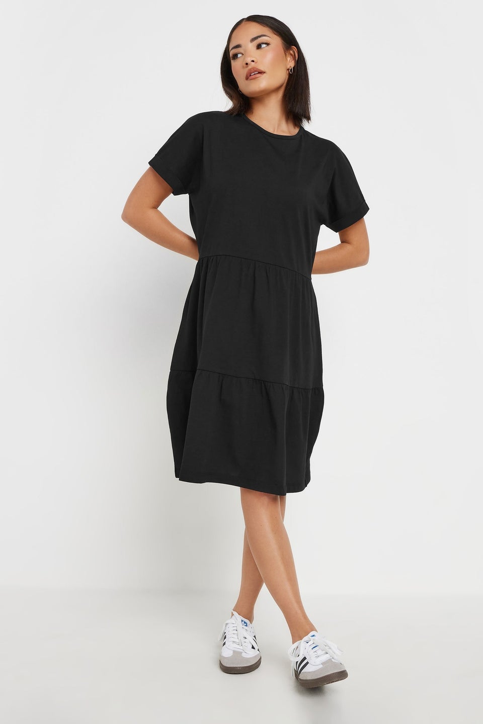 PixieGirl Petite Black Tiered Smock Dress