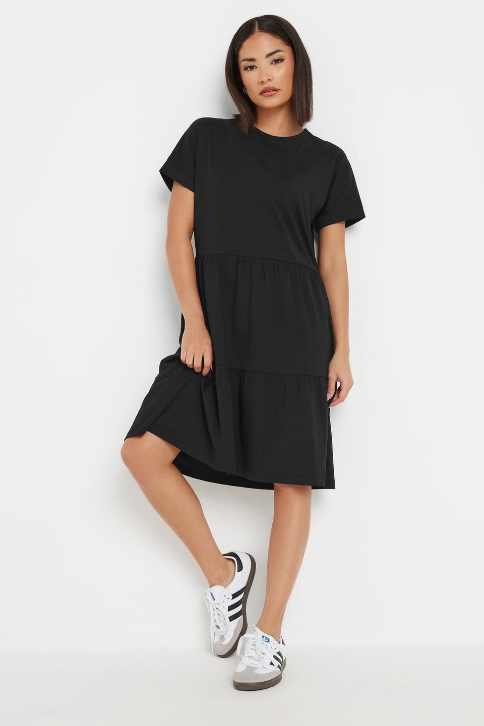 PixieGirl Petite Black Tiered Smock Dress