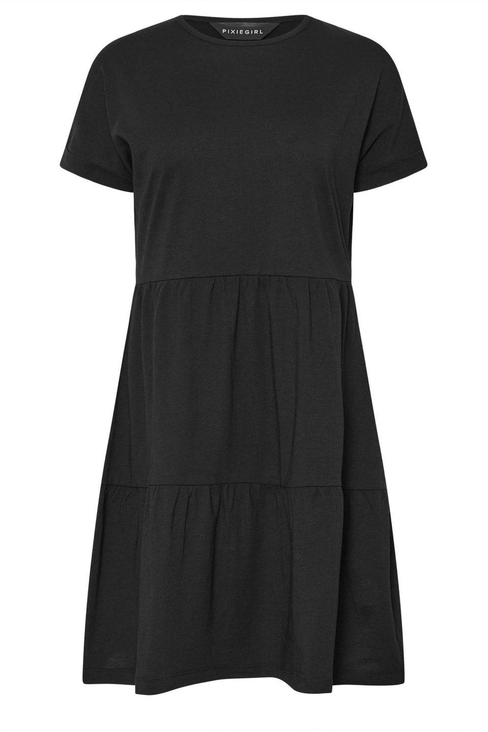 PixieGirl Petite Black Tiered Smock Dress