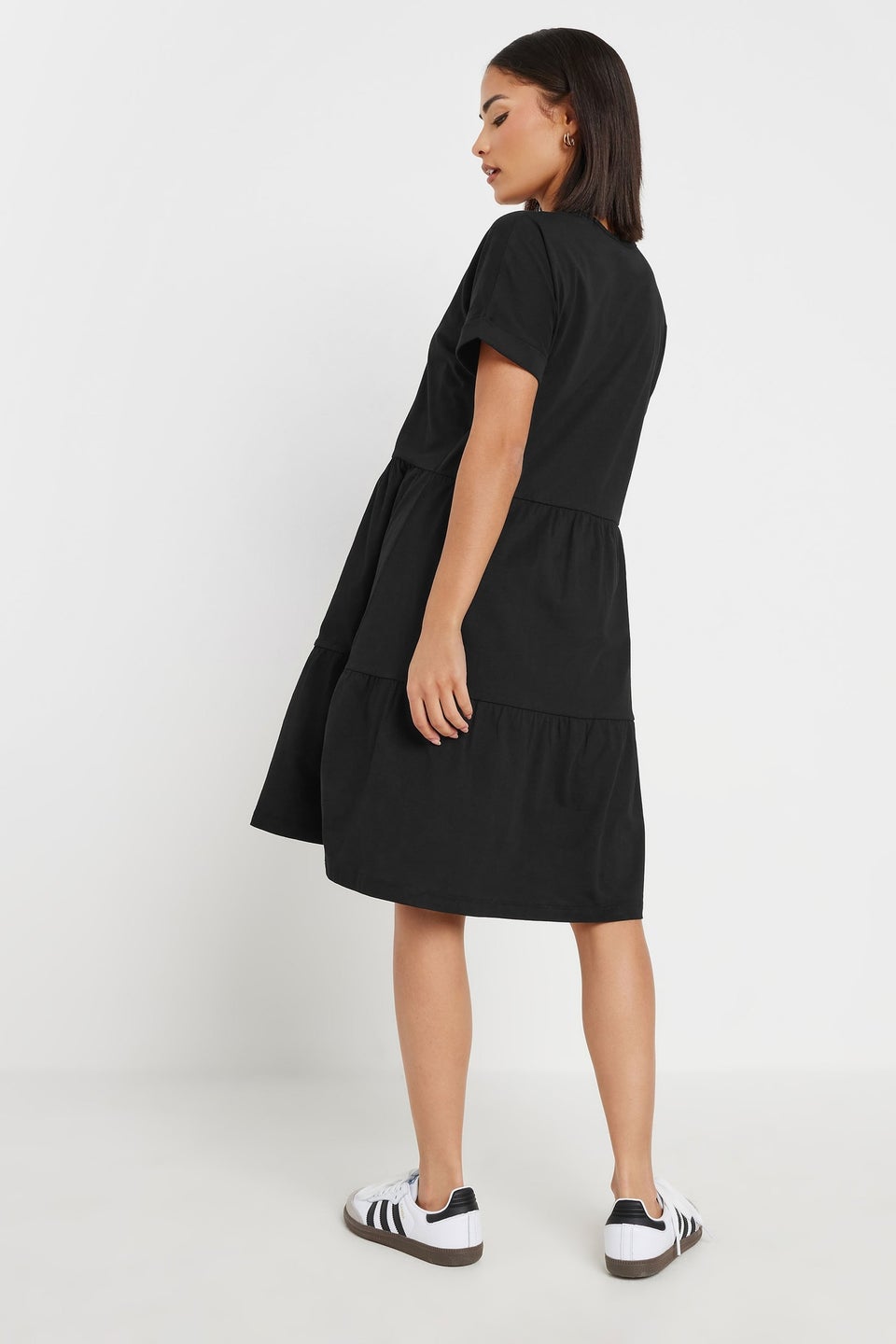 PixieGirl Petite Black Tiered Smock Dress