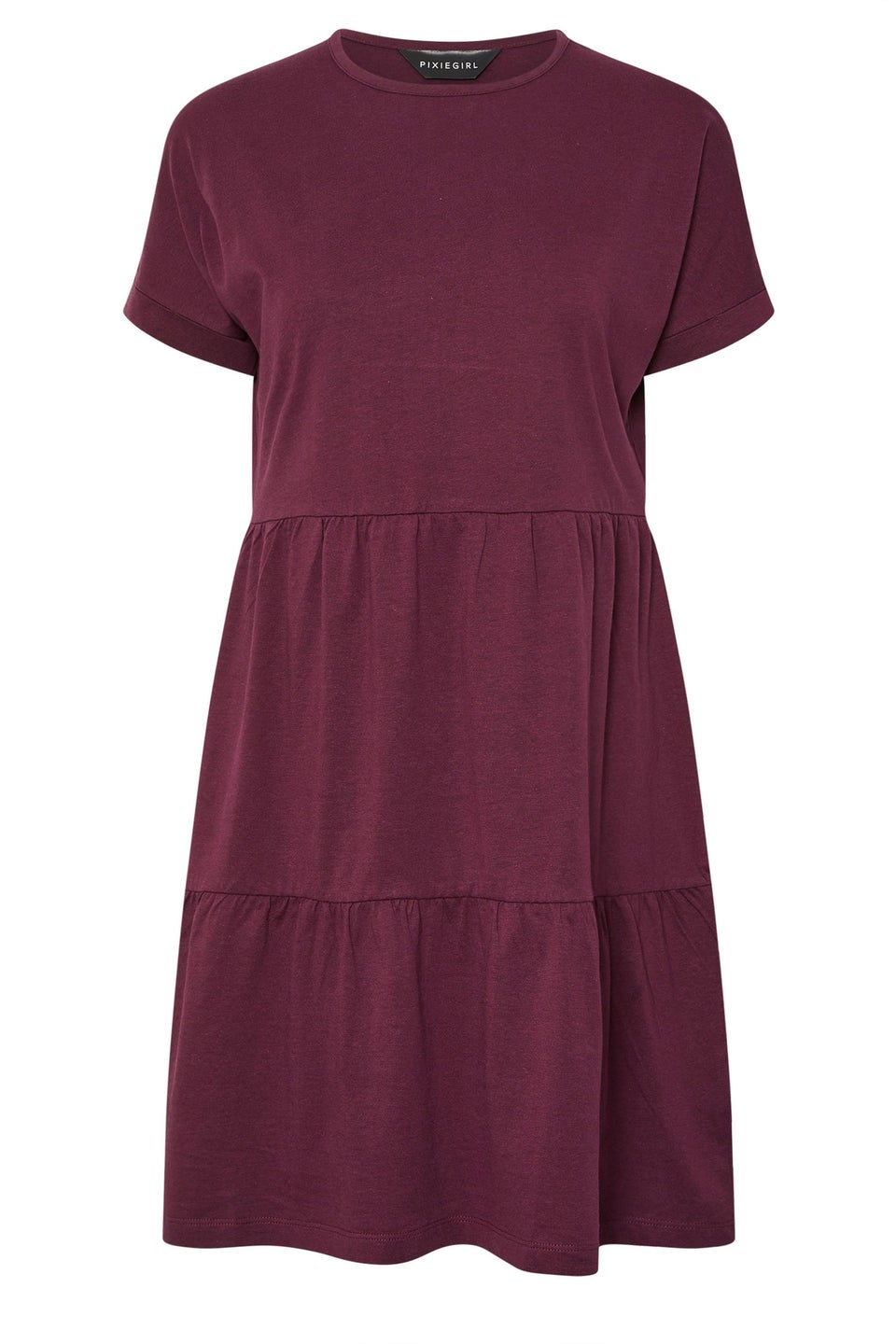 Pixiegirl Burgundy Red Tiered Smock Dress