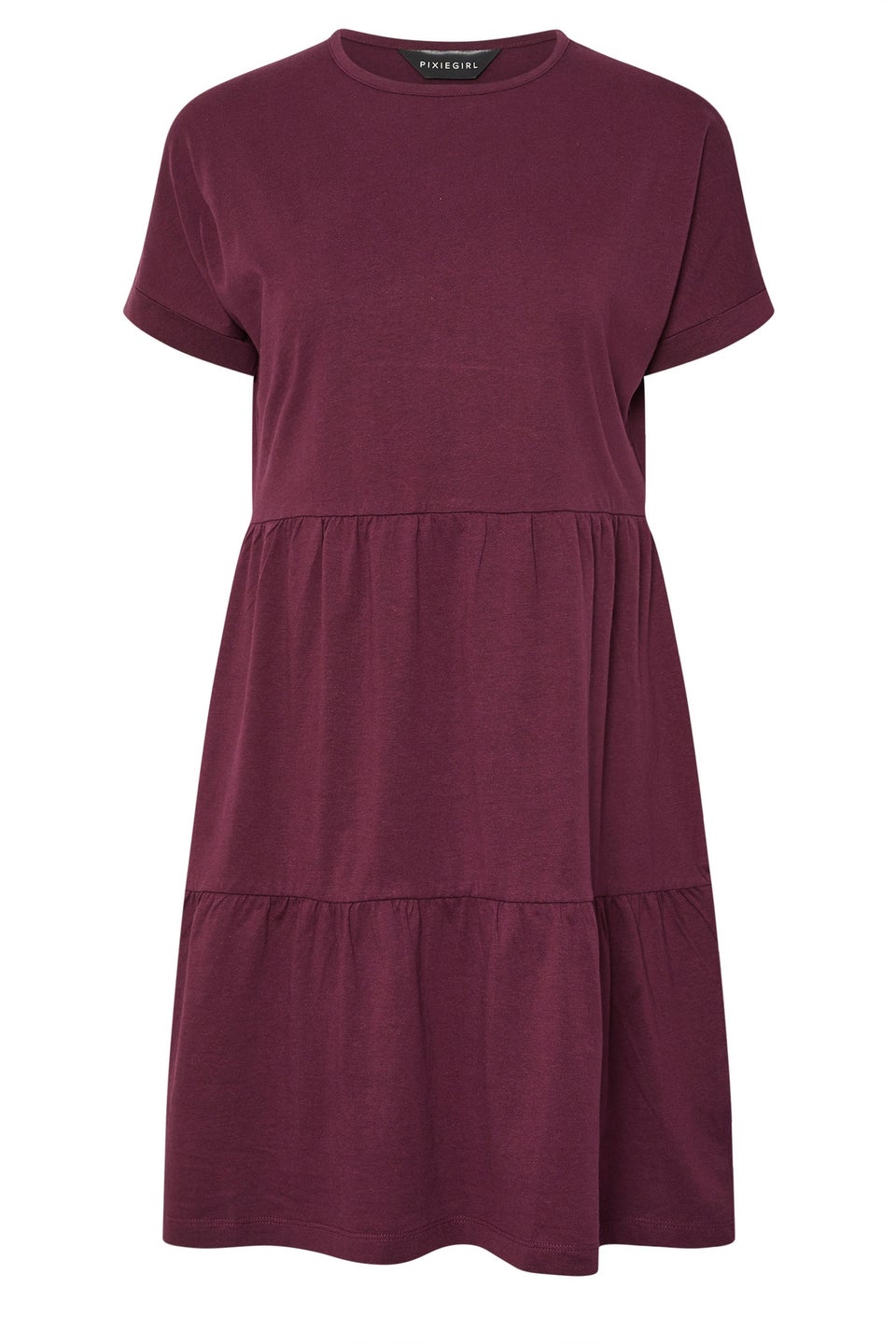 PixieGirl Petite Burgundy Red Tiered Smock Dress