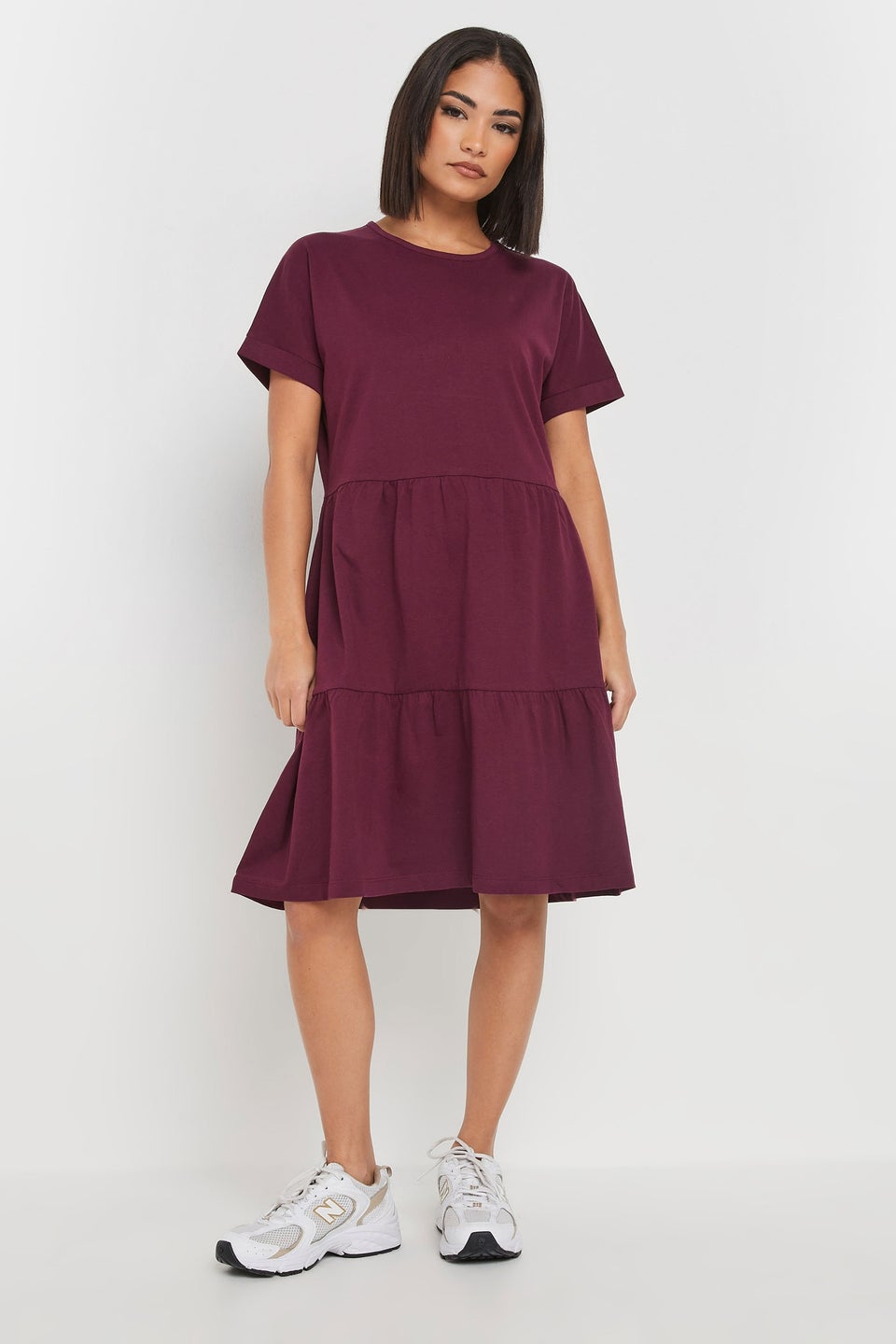 Pixiegirl Burgundy Red Tiered Smock Dress