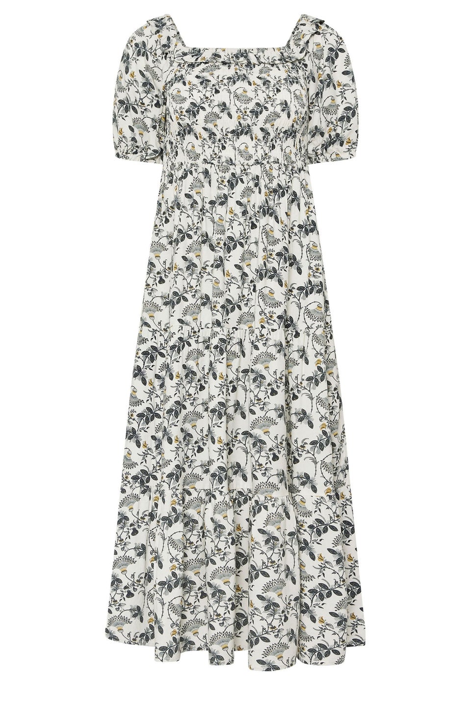 Pixiegirl White Paisley Floral Tiered Bardot Dress