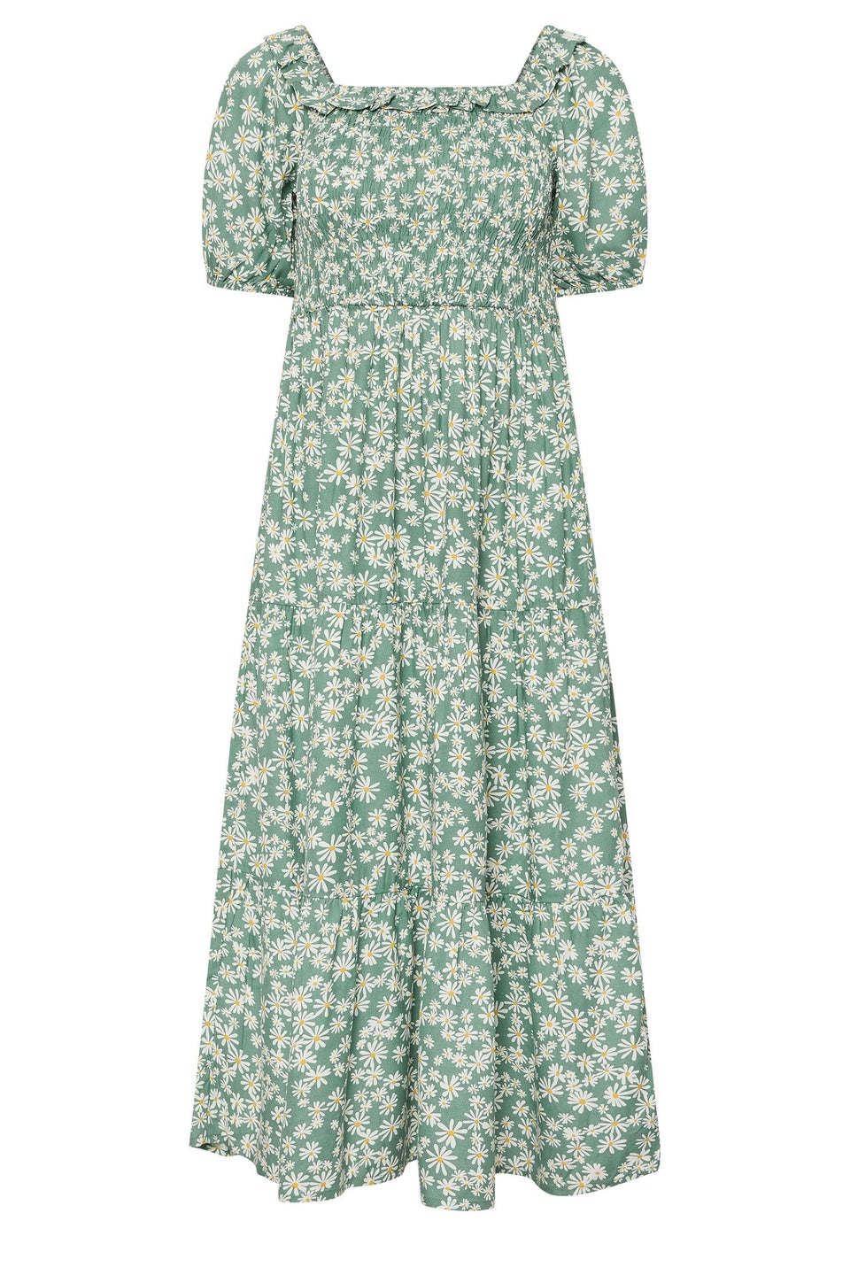 Pixiegirl Green Daisy Tiered Bardot Dress