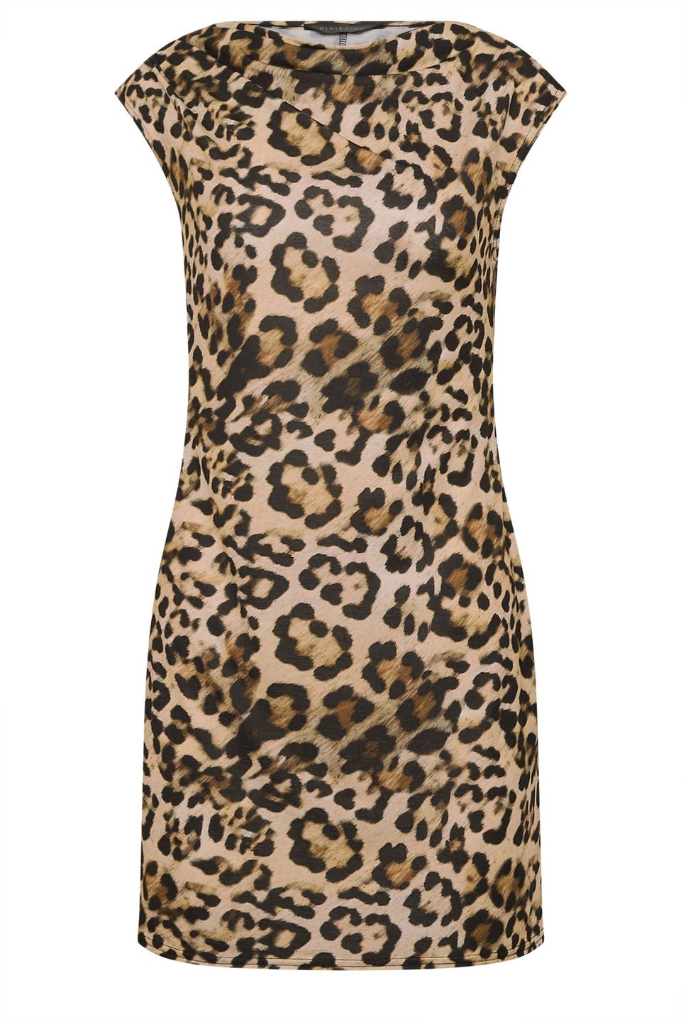 Pixiegirl Brown Leopard Print High Neck Mini Dress