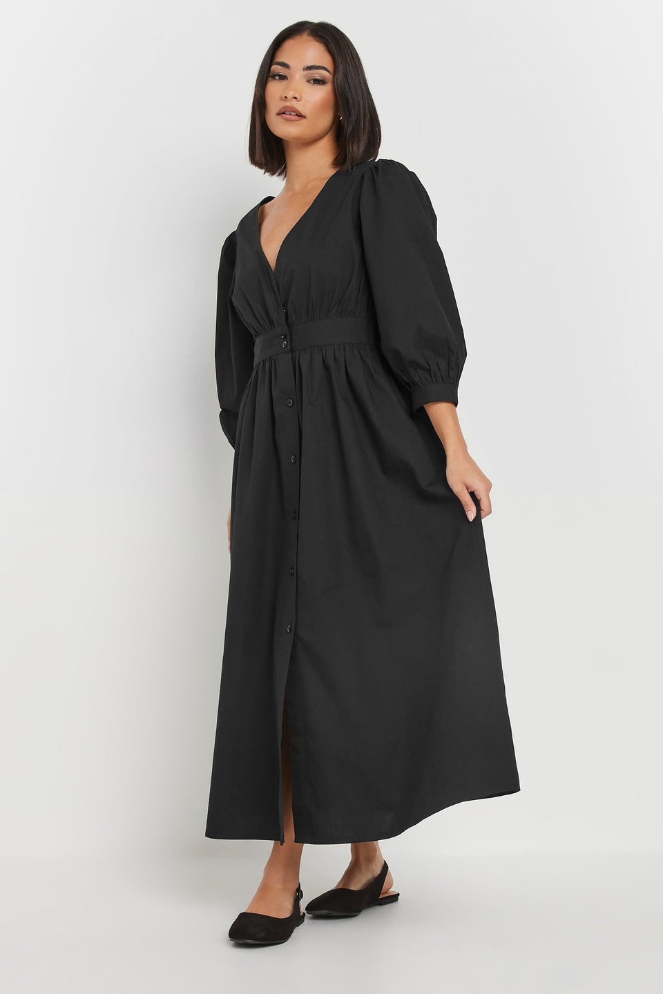 Pixiegirl Petite Black Button Midi Dress