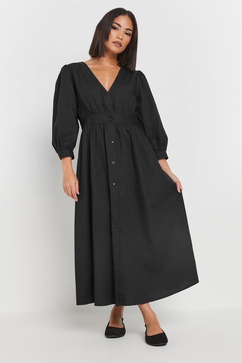 Pixiegirl Petite Black Button Midi Dress