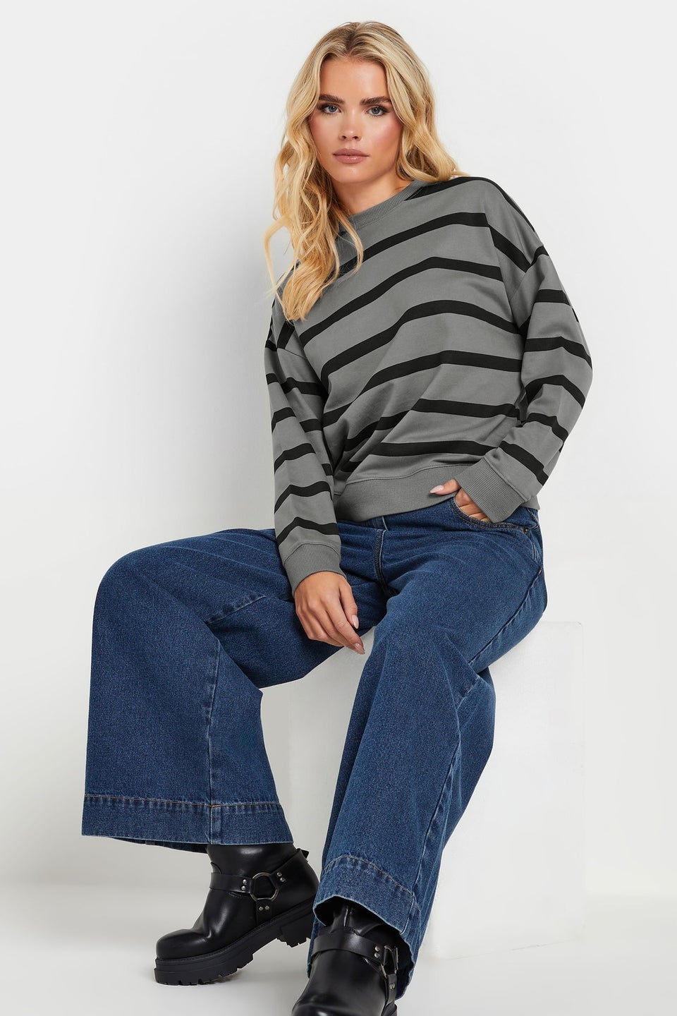 Pixiegirl Charcoal Grey Stripe Sweatshirt
