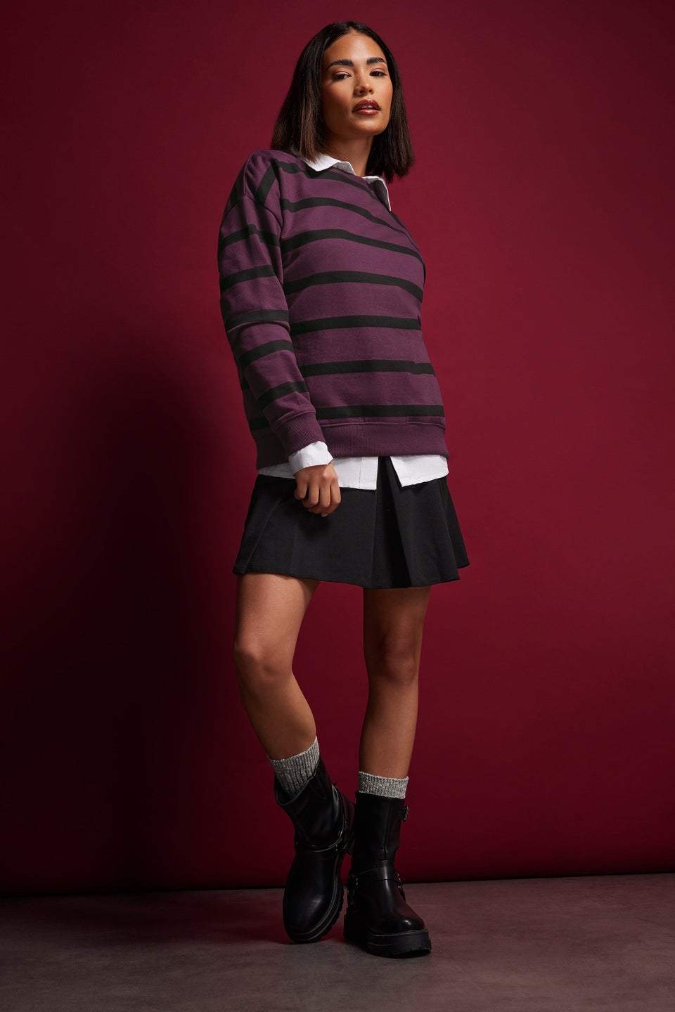 Pixiegirl Burgundy Red Stripe Sweatshirt