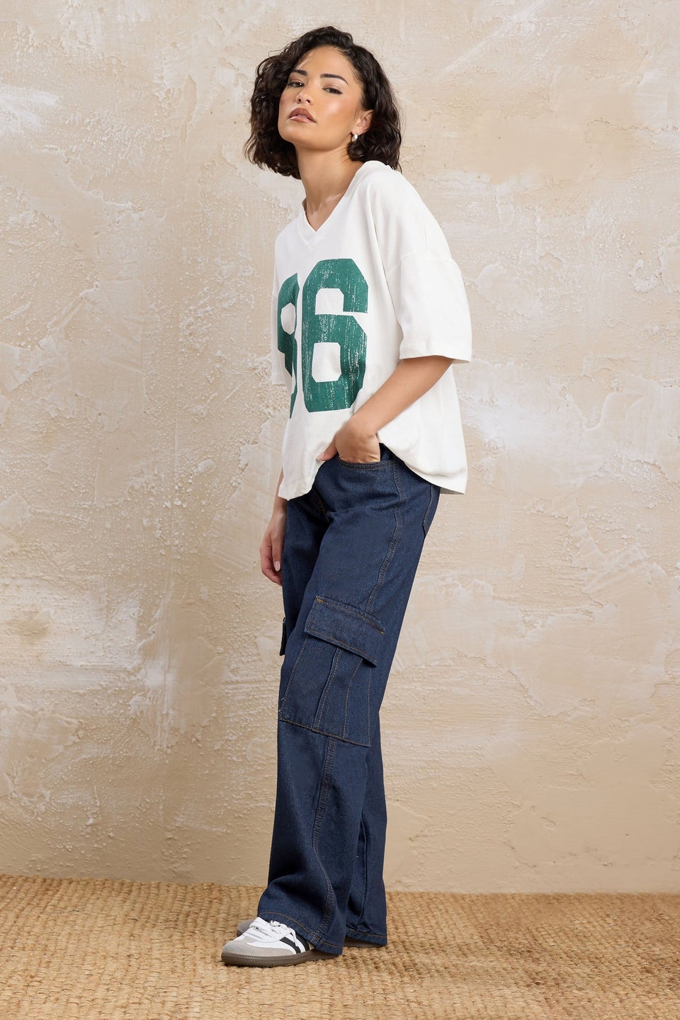 Pixiegirl Petite Indigo Blue Non-Stretch Utility Cargo Jeans