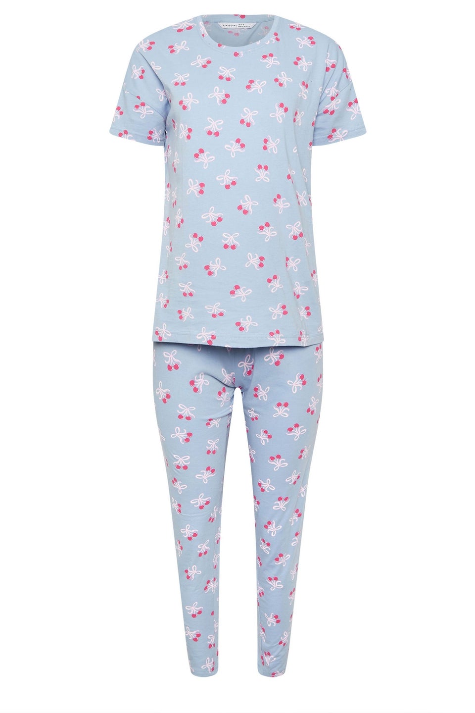 Pixiegirl Blue Cherry Bow Graphic Tapered Pyjama Set