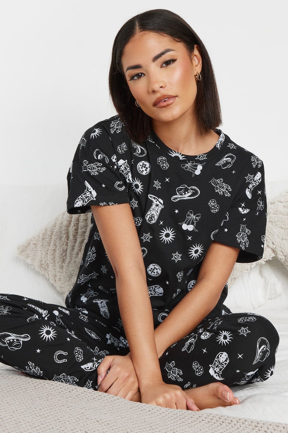 Pixiegirl Black Cowboy Graphic Tapered Pyjama Set