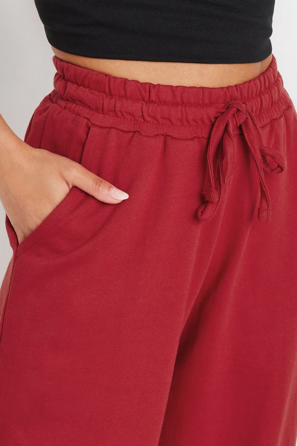 Pixiegirl Petite Red Wide Leg Hem Detail Jogger