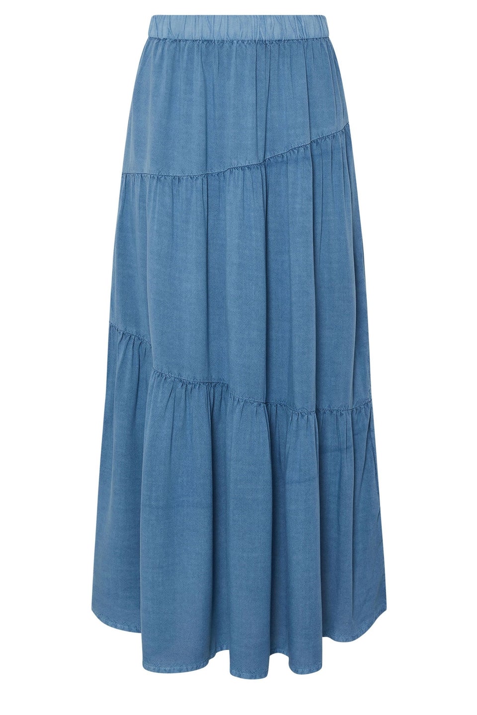 Pixiegirl Blue Asymmetric Tiered Maxi Skirt