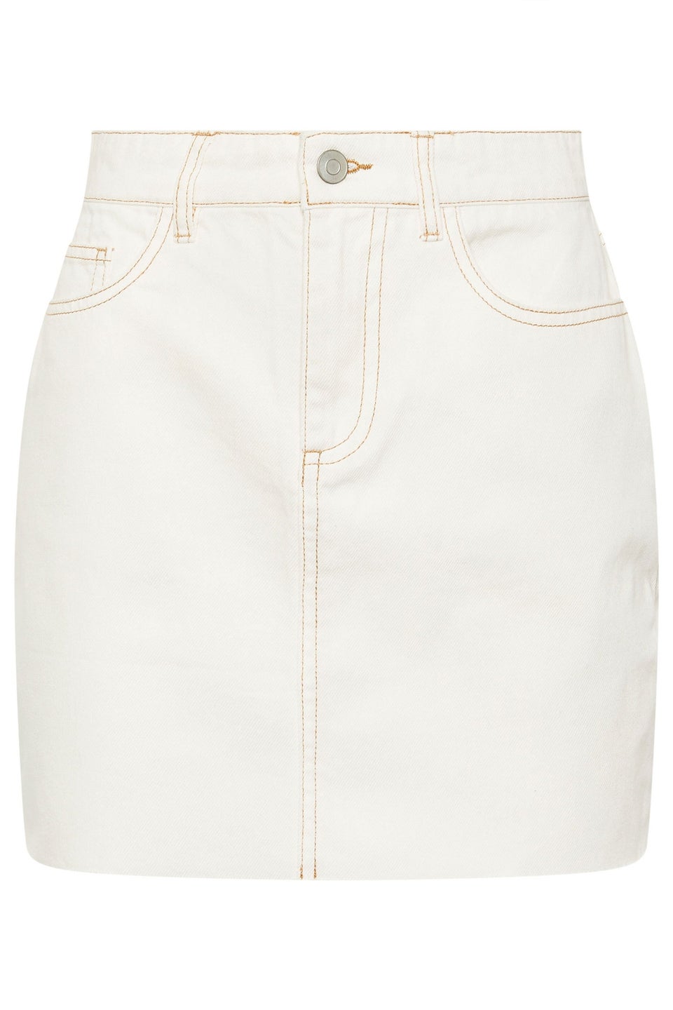 Pixiegirl Cream Denim Contrast Stitch Mini Skirt
