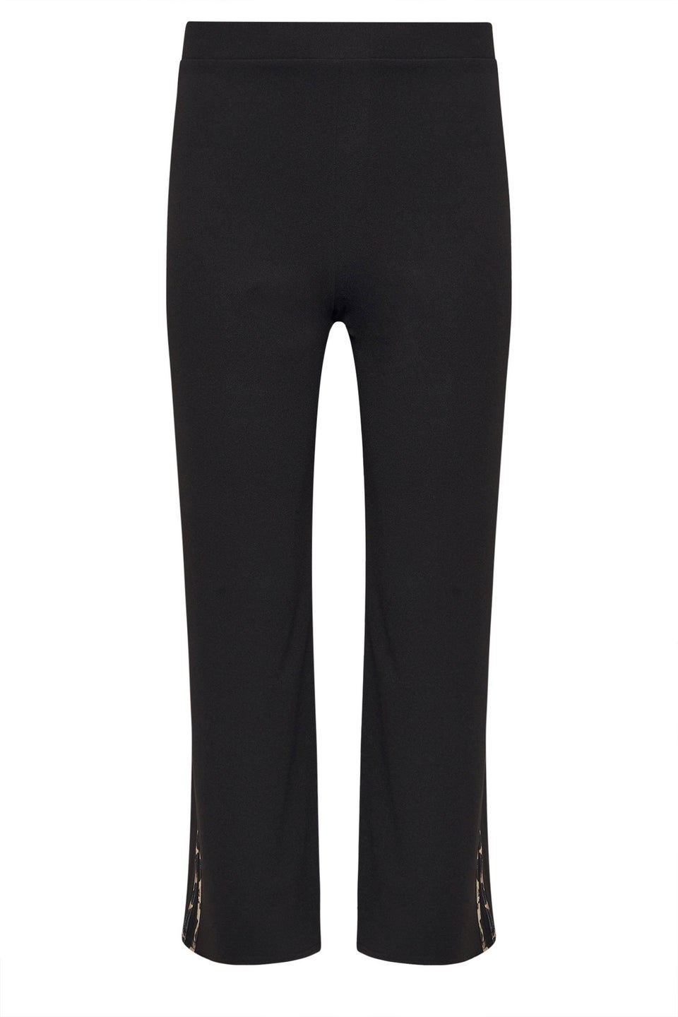 Pixiegirl Black Leopard Print Side Stripe Wide Leg Trousers