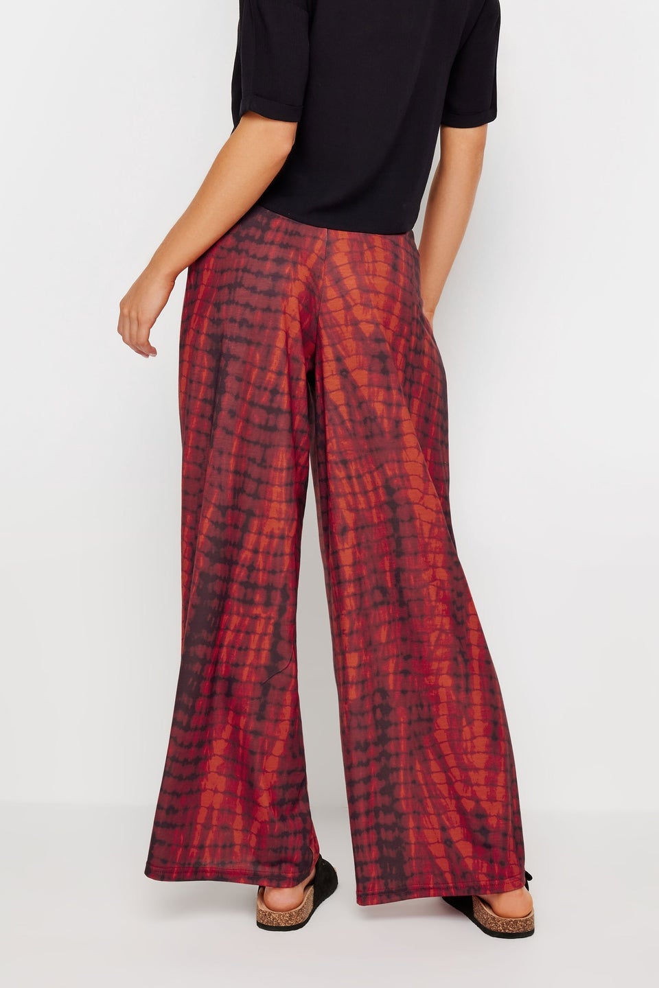 Pixiegirl Red Snake Print Wide Leg Trousers