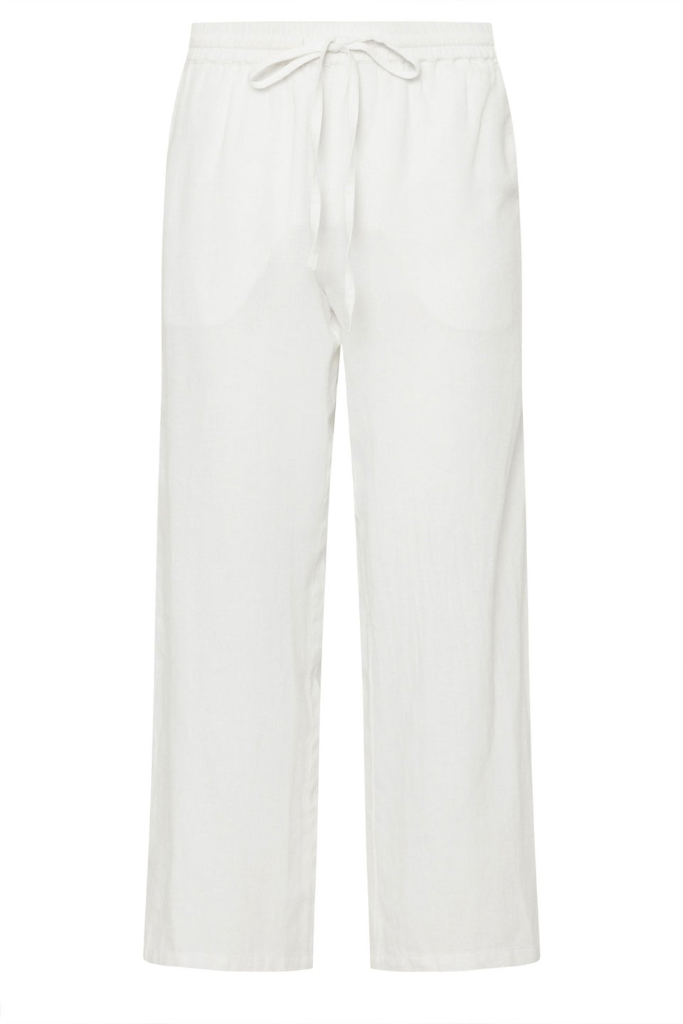 Pixiegirl White Linen Drawstring Wide Leg Trousers