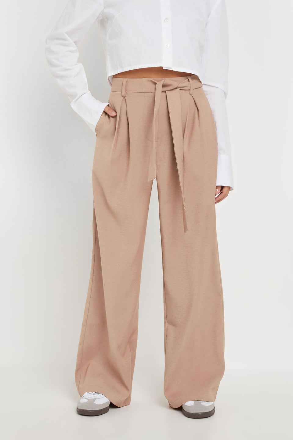 PixieGirl Petite Blush Pink Woven Side Wrap Trousers