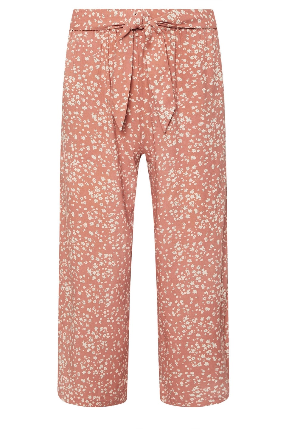 Pixiegirl Coral Pink Ditsy Floral Cropped Trousers