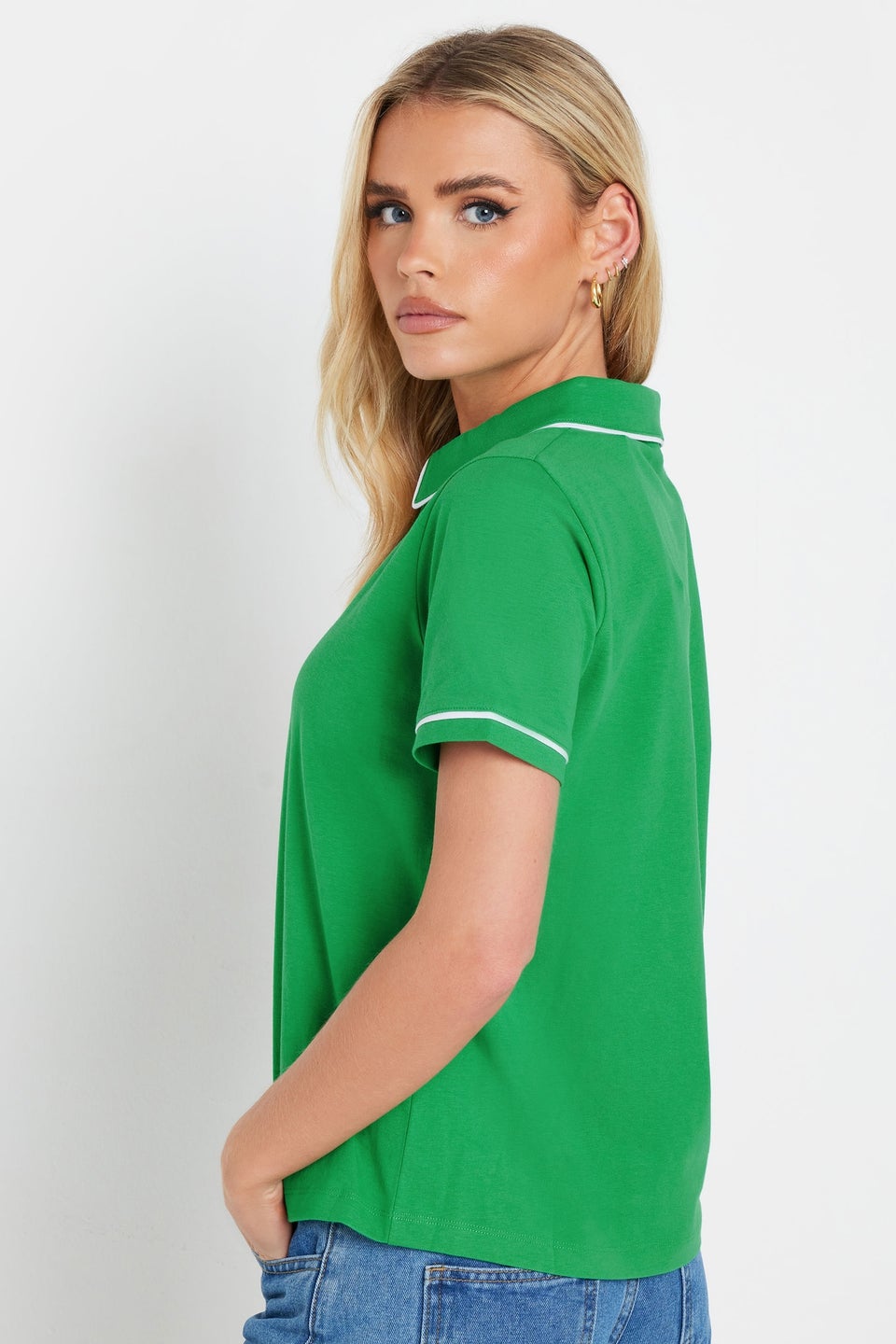 Pixiegirl Green Contrast Trim Polo Shirt