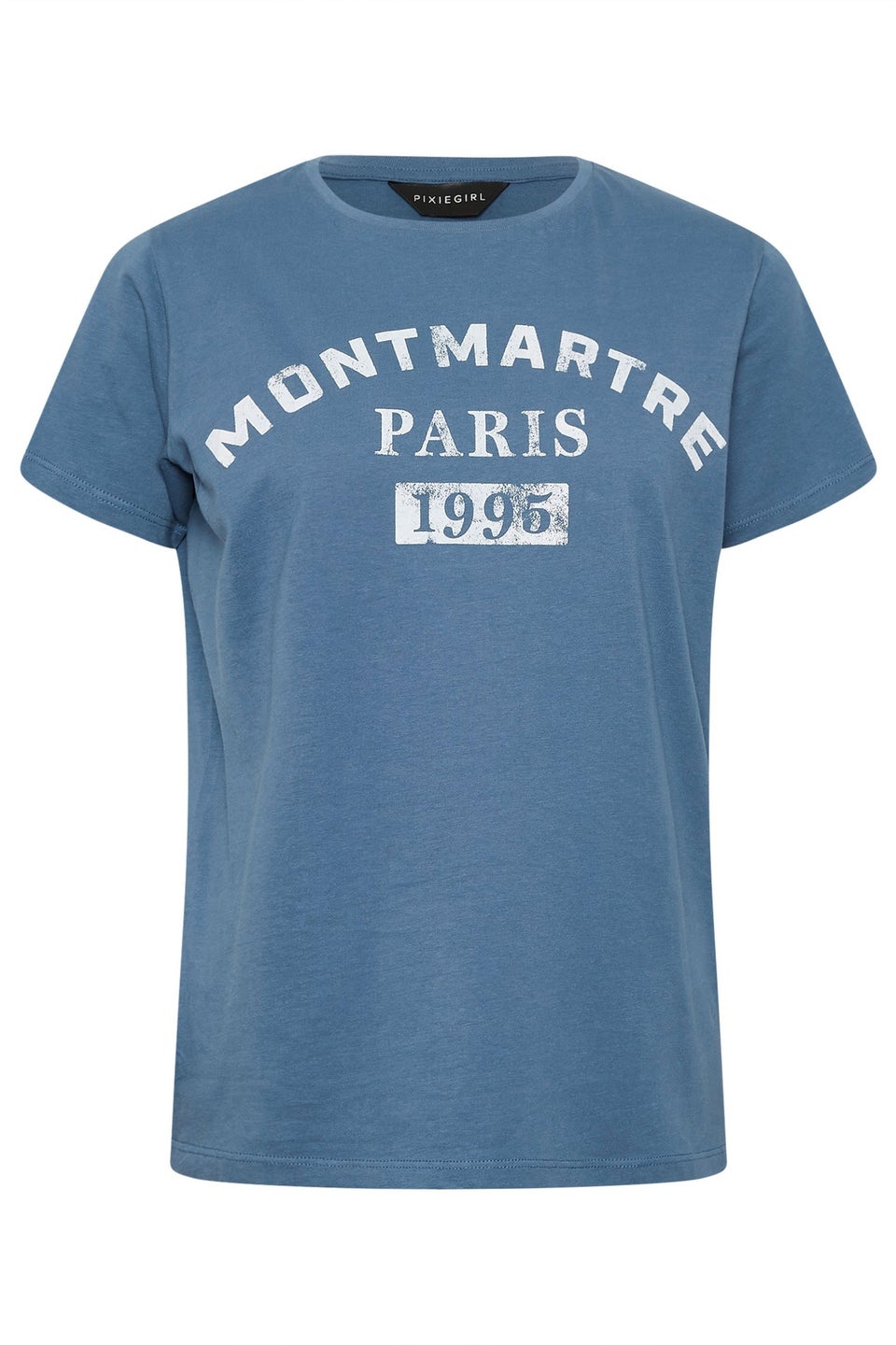 Pixiegirl Blue Acid Wash Slogan T-Shirt