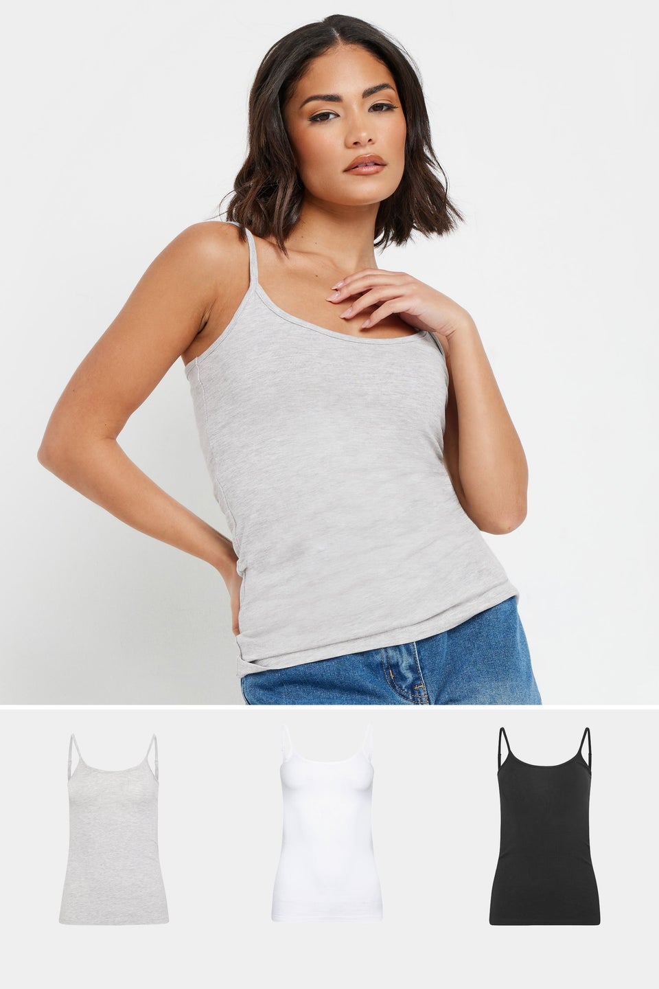 Pixiegirl 3 Pack Petite Black & White Cami Vest Tops